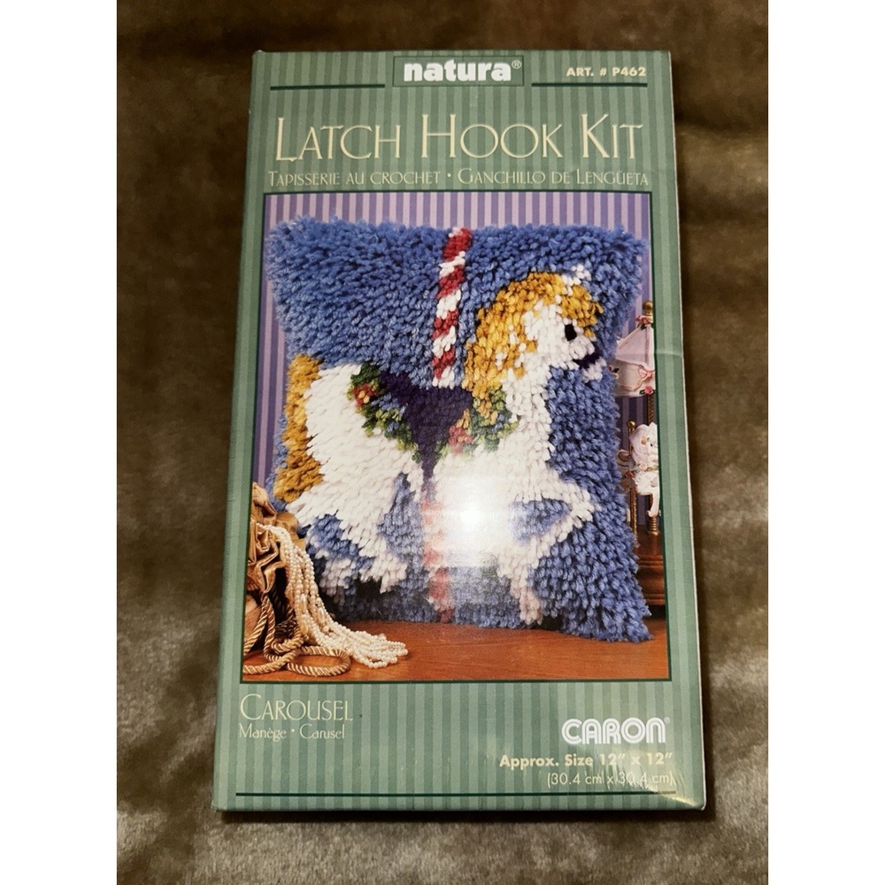 New Caron Natura Latch Hook Kit Carousel 12x12 ART P462